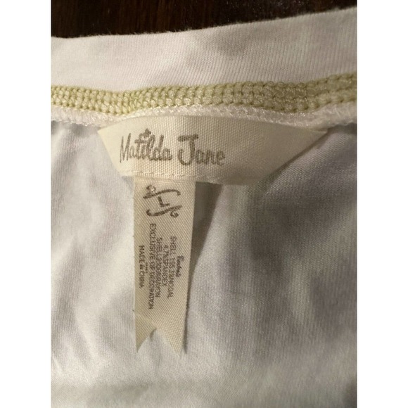 Matilda Jane Ventriloquist Cream Green Striped Soft Flowy Long Sleeve Blouse L - Picture 5 of 5